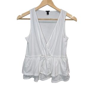 J. Crew White Wrap Peplum Tank Top 100% Cotton